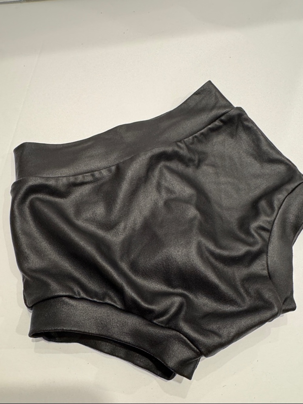 Baby Bummies - Black Faux Leather High-Waist Shorts